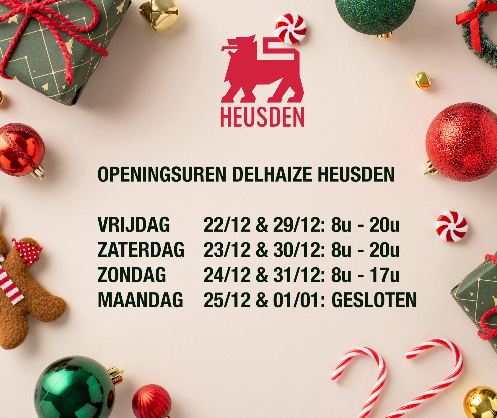 Openingsuren Feestdagen AD Delhaize Heusden